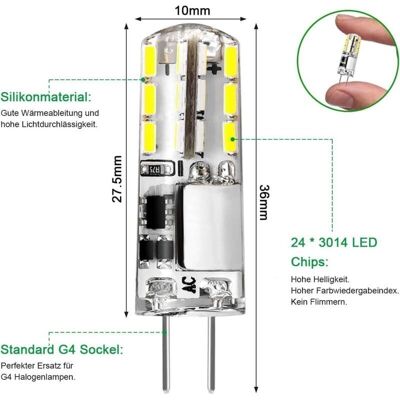 OEM Lampadina Led G4 12v – 2w (equivalente A 20w), Bianco Freddo 6000k, 180 Lm, Senza Sfarfallio, Confezione Da 10, Non Dimmerabile OEM Lampadina Led G4 12v – 2w (equivalente A 20w), Bianco Freddo 6000k, 180 Lm, Senza Sfarfallio, Confezione Da 10, Non Dimmerabile