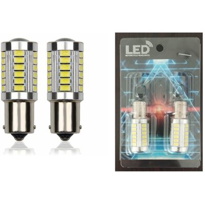 NO BRAND Комплект От 2бр. Led Лед Крушки, 33 Smd, С Лупа, Bau15s 1156 (p21w), 12v, Бяла, Светлина Разминати Пинове (150°) NO BRAND Комплект От 2бр. Led Лед Крушки, 33 Smd, С Лупа, Bau15s 1156 (p21w), 12v, Бяла, Светлина Разминати Пинове (150°)