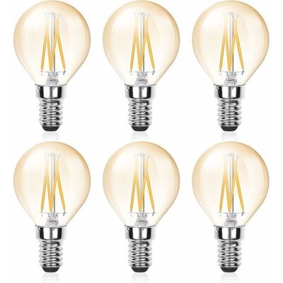 OEM Confezione Da 6 Lampadine A Filamento Led E14, G45, 4w (equivalenti A 40w), Dimmerabili, Luce Ambrata, Luce Calda Vintage (2700k), 220v 380lm OEM Confezione Da 6 Lampadine A Filamento Led E14, G45, 4w (equivalenti A 40w), Dimmerabili, Luce Ambrata, Luce Calda Vintage (2700k), 220v 380lm