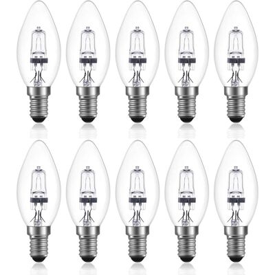 DPZO Lampadina Alogena Dimmerabile E14 C35 Da 42 W, Ac 220-240 V, Bianco Caldo 2700 K, Lampadina Alogena Trasparente E14 A Candela (10 Pezzi) DPZO Lampadina Alogena Dimmerabile E14 C35 Da 42 W, Ac 220-240 V, Bianco Caldo 2700 K, Lampadina Alogena Trasparente E14 A Candela (10 Pezzi)