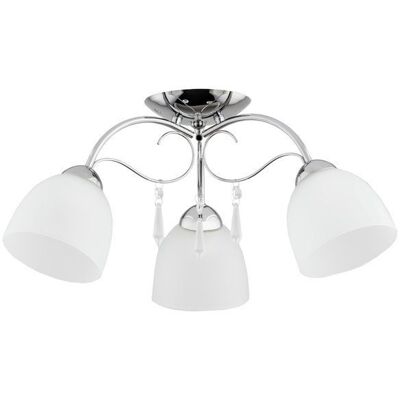 ALFA Nata Classic Decorative Ceiling Light, Chrome/silver With Crystal Accents, 3-light Flush Mount, Metal & Glass, E27 Bulbs 3x15w Max, Dimmable, 56cm ALFA Nata Classic Decorative Ceiling Light, Chrome/silver With Crystal Accents, 3-light Flush Mount, Metal & Glass, E27 Bulbs 3x15w Max, Dimmable, 56cm
