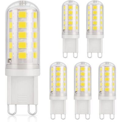 XISRENS Lampadina Led G9, 3w Equivalente A 40w Alogena, Bianco Freddo 6000k, 410lm, Cri 85, Non Dimmerabile, 230v, Risparmio Energetico, Base In Ceramica, Attacco G9 Standard, Confezione Da 6 [classe Energeti XISRENS Lampadina Led G9, 3w Equivalente A 40w Alogena, Bianco Freddo 6000k, 410lm, Cri 85, Non Dimmerabile, 230v, Risparmio Energetico, Base In Ceramica, Attacco G9 Standard, Confezione Da 6 [classe Energeti