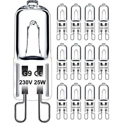 DPZO Lampadina G9 25w 230v Dimmerabile Bianco Caldo, Lampadina Alogena G9, Tolleranza 300°c, Lampadina G9 Per Forni A Microonde, Fornelli E Plafoniere, Confezione Da 12 DPZO Lampadina G9 25w 230v Dimmerabile Bianco Caldo, Lampadina Alogena G9, Tolleranza 300°c, Lampadina G9 Per Forni A Microonde, Fornelli E Plafoniere, Confezione Da 12