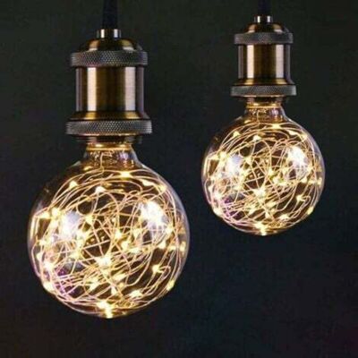 XISRENS Lampadina Led G95 A Forma Di Globo Per Illuminazione Notturna D'Atmosfera, Attacco Standard E27 Edison, Con Luci Decorative A Forma Di Stella Per Camera Da Letto E Soggiorno [confezione Da 2, Luce Bia XISRENS Lampadina Led G95 A Forma Di Globo Per Illuminazione Notturna D'Atmosfera, Attacco Standard E27 Edison, Con Luci Decorative A Forma Di Stella Per Camera Da Letto E Soggiorno [confezione Da 2, Luce Bia