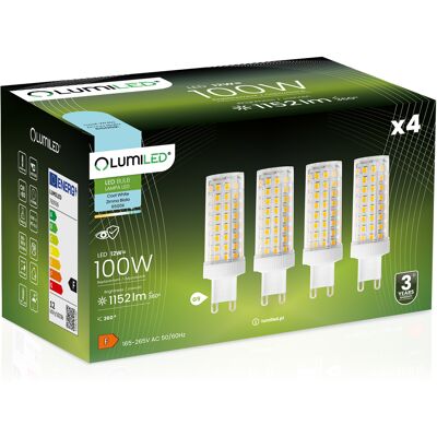 OEM 4 Lampadine Led A Capsula G9 Da 12w = 100w 1152lm 6500k Luce Fredda Lumiled A 360° OEM 4 Lampadine Led A Capsula G9 Da 12w = 100w 1152lm 6500k Luce Fredda Lumiled A 360°