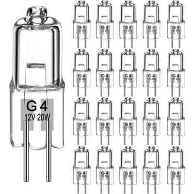 LIIYIELA Lampadina Alogena G4 (20 Pezzi) Lampadine Alogene Dimmerabili G4 12v 20w Bianco Caldo 280lm, 2800k Lampadina Alogena A 2 Pin LIIYIELA Lampadina Alogena G4 (20 Pezzi) Lampadine Alogene Dimmerabili G4 12v 20w Bianco Caldo 280lm, 2800k Lampadina Alogena A 2 Pin