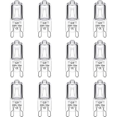 XISRENS Confezione Da 12 Lampadine Alogene A Capsula G9 Da 33w 230v, Dimmerabili, 460lm, Bianco Caldo 2700k, Attacco G9 A Due Pin, Ideali Per Forni, Lampadari, Lampade Da Giardino E Illuminazione Di Armadi. XISRENS Confezione Da 12 Lampadine Alogene A Capsula G9 Da 33w 230v, Dimmerabili, 460lm, Bianco Caldo 2700k, Attacco G9 A Due Pin, Ideali Per Forni, Lampadari, Lampade Da Giardino E Illuminazione Di Armadi.