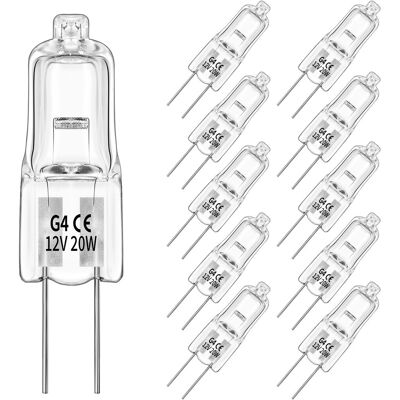 QIYAO 20 Pièces Ampoule Halogène G4 12v 20w 280lm, Ampoule Dimmable Blanc Chaud, G4 Halogène Pour Hotte QIYAO 20 Pièces Ampoule Halogène G4 12v 20w 280lm, Ampoule Dimmable Blanc Chaud, G4 Halogène Pour Hotte
