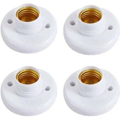 OEM Set Di 4 Portalampade Rotondi In Plastica E27 - Attacco A Vite - Bianco, 76 Mm OEM Set Di 4 Portalampade Rotondi In Plastica E27 - Attacco A Vite - Bianco, 76 Mm
