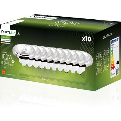 OEM 10 Lampadine Led Gu10 Spotlight Es111 15w = 100w 1521lm 4000k Neutro 24° Argento Lumiled OEM 10 Lampadine Led Gu10 Spotlight Es111 15w = 100w 1521lm 4000k Neutro 24° Argento Lumiled