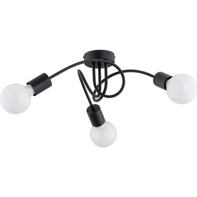 ALFA Farta Industrial Black Metal Ceiling Light Fixture 3x E27 Sockets, 47cm Loft Modern Minimalist Flush Mount Lamp, Dimmable With Bulbs, Max 3x15w, 220-240v ALFA Farta Industrial Black Metal Ceiling Light Fixture 3x E27 Sockets, 47cm Loft Modern Minimalist Flush Mount Lamp, Dimmable With Bulbs, Max 3x15w, 220-240v