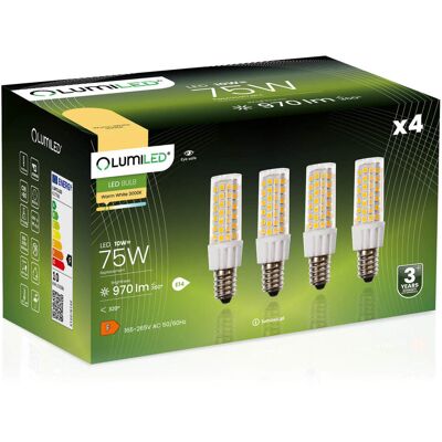 OEM 4 Lampadine Led E14 Tubolari T25 10w = 75w 970lm 3000k Luce Calda 320° Lumiled OEM 4 Lampadine Led E14 Tubolari T25 10w = 75w 970lm 3000k Luce Calda 320° Lumiled