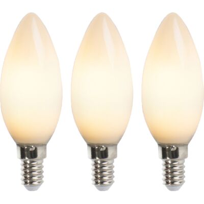 LUEDD Set Di 3 Lampadine A Candela Led E14 B35 Opale 2w 180lm 2350k - LUEDD Set Di 3 Lampadine A Candela Led E14 B35 Opale 2w 180lm 2350k -