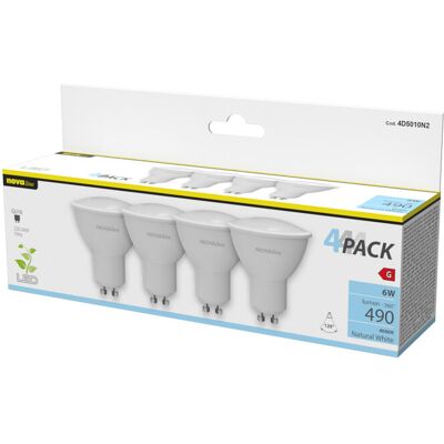 VDS Nova Lampadina Led Spot Gu10 6w 490lm 4000k Pz.4 VDS Nova Lampadina Led Spot Gu10 6w 490lm 4000k Pz.4
