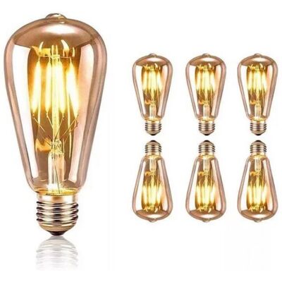 OEM Set Di 6 Lampadine Led Vintage In Stile Edison, 4 Watt, Attacco E27, Luce Bianca Calda 2200k, Adatte Per Luci Decorative Antiche - Confezione Da 6 OEM Set Di 6 Lampadine Led Vintage In Stile Edison, 4 Watt, Attacco E27, Luce Bianca Calda 2200k, Adatte Per Luci Decorative Antiche - Confezione Da 6