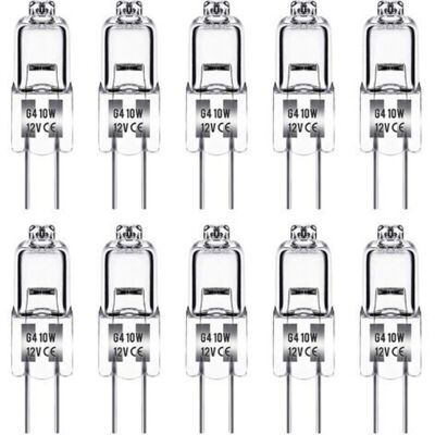XISRENS Lampadina Alogena G4, 12v 10w, Luce Bianca Calda 3000k, 150lm, Dimmerabile, Lampada Alogena G4, Capsula Trasparente, Confezione Da 10 XISRENS Lampadina Alogena G4, 12v 10w, Luce Bianca Calda 3000k, 150lm, Dimmerabile, Lampada Alogena G4, Capsula Trasparente, Confezione Da 10