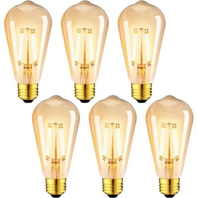 OEM Lampadina A Filamento Led E27 St64 Da 4w, Equivalente A Una Lampadina A Incandescenza Da 35w, Lampadina In Vetro Marrone Stile Edison Retrò, Luce Bianca Calda 2700k, Non Dimmerabile, Confezione Da 6 [ OEM Lampadina A Filamento Led E27 St64 Da 4w, Equivalente A Una Lampadina A Incandescenza Da 35w, Lampadina In Vetro Marrone Stile Edison Retrò, Luce Bianca Calda 2700k, Non Dimmerabile, Confezione Da 6 [