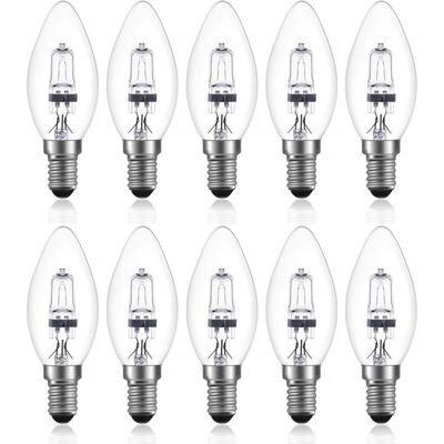 XISRENS Lampada Alogena Dimmerabile E14 C35 Da 42w, Ac 220-240v, Luce Bianca Calda 2700k, Lampada Alogena Trasparente A Candela E14 (10 Pezzi) XISRENS Lampada Alogena Dimmerabile E14 C35 Da 42w, Ac 220-240v, Luce Bianca Calda 2700k, Lampada Alogena Trasparente A Candela E14 (10 Pezzi)