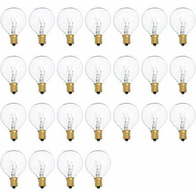 TEHTUY Lampadine Di Ricambio G40, A Incandescenza, 7w, 220-240v, Globo Trasparente, Attacco E12, Confezione Da 25, Luce Bianca Fredda. TEHTUY Lampadine Di Ricambio G40, A Incandescenza, 7w, 220-240v, Globo Trasparente, Attacco E12, Confezione Da 25, Luce Bianca Fredda.