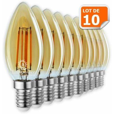 OEM Confezione Da 10 Lampadine Led A Filamento Dorato Effetto Fiamma, 4 Watt (equivalenti A 42 Watt), Attacco E14 OEM Confezione Da 10 Lampadine Led A Filamento Dorato Effetto Fiamma, 4 Watt (equivalenti A 42 Watt), Attacco E14