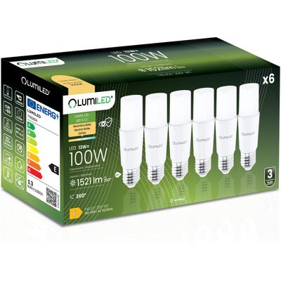 OEM 6 Lampadine Led E27 Tubolari T45 13w = 100w 1521lm 3000k Luce Calda 200° Lumiled OEM 6 Lampadine Led E27 Tubolari T45 13w = 100w 1521lm 3000k Luce Calda 200° Lumiled