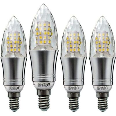 KZQ Confezione Da 4 Lampadine Led A Forma Di Candela E14 Da 12w, Equivalenti A 100w, Luce Bianca Calda, Attacco A Vite Edison - KZQ Confezione Da 4 Lampadine Led A Forma Di Candela E14 Da 12w, Equivalenti A 100w, Luce Bianca Calda, Attacco A Vite Edison -