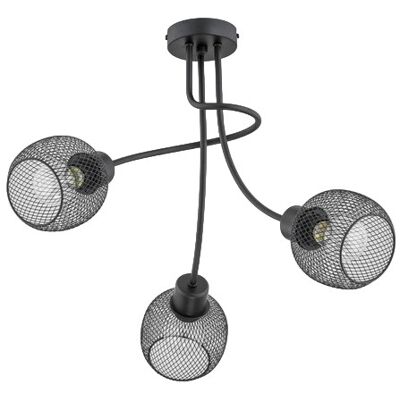 ALFA Plena Rustic Industrial Ceiling Light, Black Metal Mesh 3-shade Pendant/flush Mount, 3xe27 Bulbs Max 15w, Dimmable, 45cm H X 46cm W 220-240v, For Living Room Kitchen Dining ALFA Plena Rustic Industrial Ceiling Light, Black Metal Mesh 3-shade Pendant/flush Mount, 3xe27 Bulbs Max 15w, Dimmable, 45cm H X 46cm W 220-240v, For Living Room Kitchen Dining