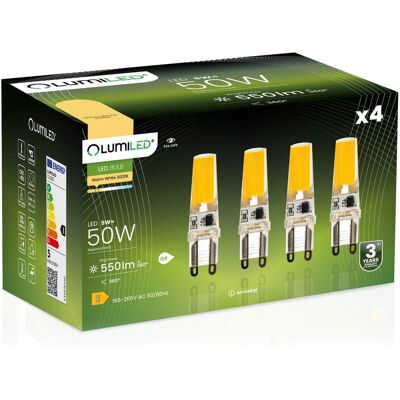 OEM 4 Lampadine A Capsula Led G9 Da 5w = 60w 550lm 3000k Luce Calda Filamento Lumiled A 360° OEM 4 Lampadine A Capsula Led G9 Da 5w = 60w 550lm 3000k Luce Calda Filamento Lumiled A 360°