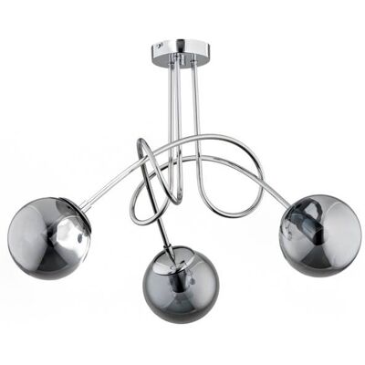 ALFA Tango Industrial Chrome Ceiling Light With 3 Glass Globe Shades, 3x E14 Bulb Sockets (max 10w Each), Modern Living Room Kitchen Fixture, 58cm Wide, 47cm High ALFA Tango Industrial Chrome Ceiling Light With 3 Glass Globe Shades, 3x E14 Bulb Sockets (max 10w Each), Modern Living Room Kitchen Fixture, 58cm Wide, 47cm High