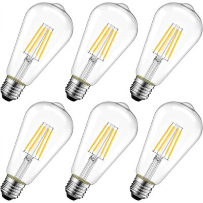 OEM Lampadina Led A Filamento Edison Da 4w E27 St64 (equivalente A Lampadine A Incandescenza Decorative Da 40w), 470 Lm Bianco Caldo 2700k, Lampadina Vintage Retrò, Non Dimmerabile, Confezione Da 6 [class OEM Lampadina Led A Filamento Edison Da 4w E27 St64 (equivalente A Lampadine A Incandescenza Decorative Da 40w), 470 Lm Bianco Caldo 2700k, Lampadina Vintage Retrò, Non Dimmerabile, Confezione Da 6 [class