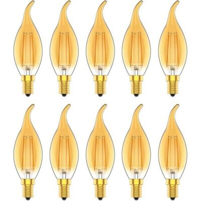 LIIYIELA Lampadina Led Dimmerabile E14 A Forma Di Candela, Lampadina A Filamento Edison, 4w Equivalente A 30w, 220-240v, Luce Calda Giallo-verde, Confezione Da 10 LIIYIELA Lampadina Led Dimmerabile E14 A Forma Di Candela, Lampadina A Filamento Edison, 4w Equivalente A 30w, 220-240v, Luce Calda Giallo-verde, Confezione Da 10