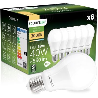 OEM 6 Lampadine Led E27 A60 5w = 40w 550lm 3000k Luce Calda 260° Lumiled OEM 6 Lampadine Led E27 A60 5w = 40w 550lm 3000k Luce Calda 260° Lumiled