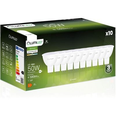 OEM 10 Lampadine Led Gu5.3 Spotlight Mr16 6w = 50w 580lm 4000k Neutro 120° 12v Lumiled OEM 10 Lampadine Led Gu5.3 Spotlight Mr16 6w = 50w 580lm 4000k Neutro 120° 12v Lumiled