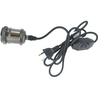 F-BRIGHT Kit Portalampada E27 Grigio Con Dimmer, Cavo Tessile Nero Da 1,8 M E Spina F-BRIGHT Kit Portalampada E27 Grigio Con Dimmer, Cavo Tessile Nero Da 1,8 M E Spina