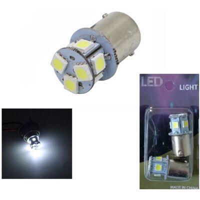 NO BRAND Комплект От 2 Броя Led Лед Крушки 8 Smd Ba15s 1156 (p21w) 24v Бяла Светлина Срещуположни Пинове (180°) В Блистер NO BRAND Комплект От 2 Броя Led Лед Крушки 8 Smd Ba15s 1156 (p21w) 24v Бяла Светлина Срещуположни Пинове (180°) В Блистер