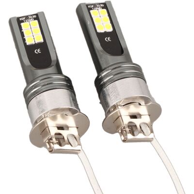 KEEMOTE Paire De Ampoules Led 2525 12led Pour Phare De Véhicule, H3, 12v‑24v, Lumière Blanche 6500k‑7500k,de KEEMOTE Paire De Ampoules Led 2525 12led Pour Phare De Véhicule, H3, 12v‑24v, Lumière Blanche 6500k‑7500k,de