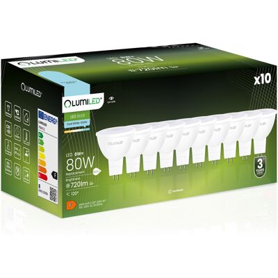 OEM 10 Lampadine Led Gu5.3 Spotlight Mr16 8w = 80w 720lm 6500k Luce Fredda 120° Lumiled OEM 10 Lampadine Led Gu5.3 Spotlight Mr16 8w = 80w 720lm 6500k Luce Fredda 120° Lumiled