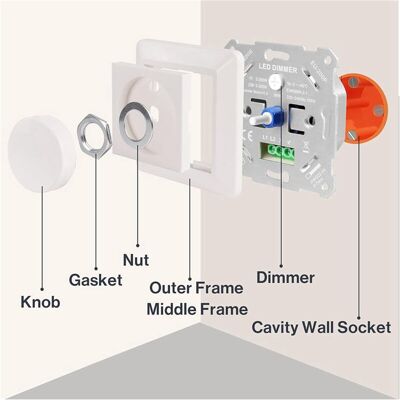OEM Un Interruttore Dimmer A Led Da 230 V, Adatto Per Lampadine Led/alogene Da 5 A 200 W, Con Pannello Bianco Dimmerabile. OEM Un Interruttore Dimmer A Led Da 230 V, Adatto Per Lampadine Led/alogene Da 5 A 200 W, Con Pannello Bianco Dimmerabile.