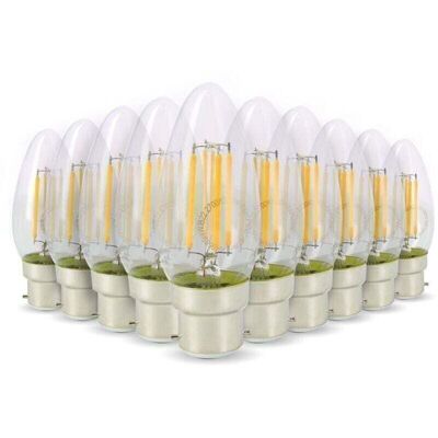 OEM Confezione Da 10 Lampadine Led A Filamento Effetto Fiamma B22, 4w (equivalenti A 40w), Luce Bianca Calda 2700k, Attacco B22 OEM Confezione Da 10 Lampadine Led A Filamento Effetto Fiamma B22, 4w (equivalenti A 40w), Luce Bianca Calda 2700k, Attacco B22