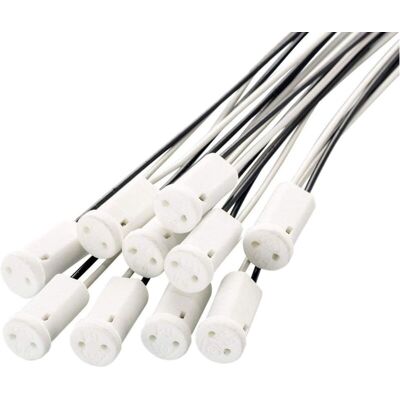 XISRENS Confezione Da 10 Adattatori Miniaturizzati Per Portalampada Alogeno Led G4 Mr11 Con Base In Ceramica, Cavo Da 20 Cm, Colore Bianco Sporco, 5w, 12v-265v XISRENS Confezione Da 10 Adattatori Miniaturizzati Per Portalampada Alogeno Led G4 Mr11 Con Base In Ceramica, Cavo Da 20 Cm, Colore Bianco Sporco, 5w, 12v-265v
