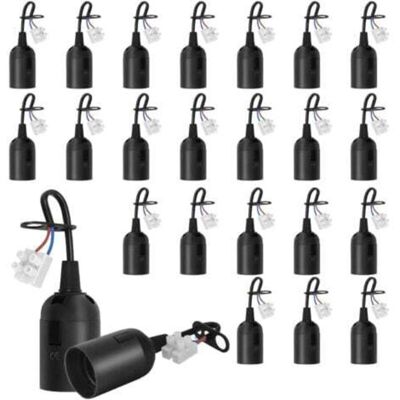 OEM Set Di 24 Portalampade E27 Con Cavo, Ideali Per Edilizia/ristrutturazioni, Portalampade Di Ricambio E27 Con Cavo Per Lampadine A Led, Alogene E A Incandescenza, Colore Nero. OEM Set Di 24 Portalampade E27 Con Cavo, Ideali Per Edilizia/ristrutturazioni, Portalampade Di Ricambio E27 Con Cavo Per Lampadine A Led, Alogene E A Incandescenza, Colore Nero.