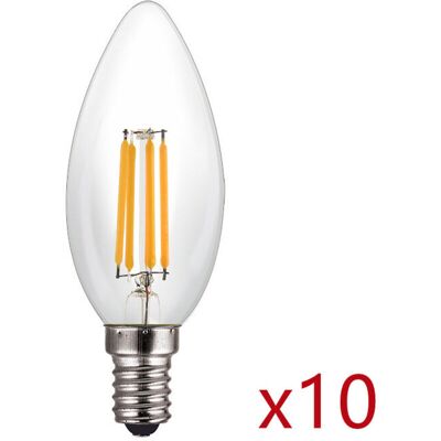 OEM Confezione Da 10 Lampadine Led A Filamento Effetto Fiamma E14 Da 4w, Equivalenti A 40w, Luce Bianca Calda 2700k. OEM Confezione Da 10 Lampadine Led A Filamento Effetto Fiamma E14 Da 4w, Equivalenti A 40w, Luce Bianca Calda 2700k.
