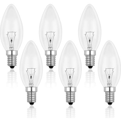 ENOWELIR Lampadina A Candela Chiara E14 40w, Lampadina A Incandescenza Dimmerabile, Bianco Caldo 2700k, 400lm, Lampadina A Fiamma, Lampadine A Candela E14 Con Attacco A Vite Edison, Confezione Da 6 ENOWELIR Lampadina A Candela Chiara E14 40w, Lampadina A Incandescenza Dimmerabile, Bianco Caldo 2700k, 400lm, Lampadina A Fiamma, Lampadine A Candela E14 Con Attacco A Vite Edison, Confezione Da 6