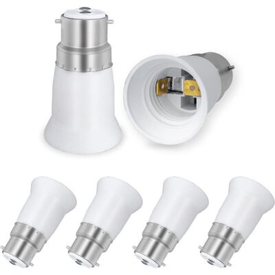 OEM Adattatori Da Portalampada B22 A E27 – Confezione Da 6 Adattatori Per Lampadine A Led, Alogene E A Incandescenza OEM Adattatori Da Portalampada B22 A E27 – Confezione Da 6 Adattatori Per Lampadine A Led, Alogene E A Incandescenza