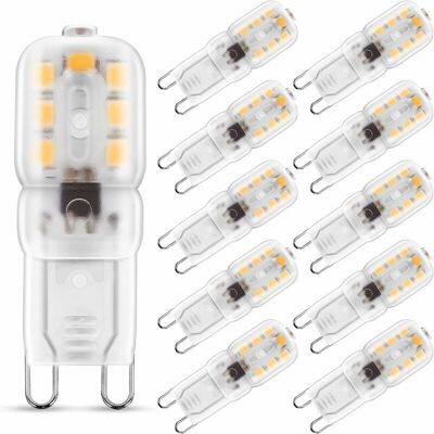 XISRENS Lampadina Led G9, 2w, Luce Bianca Calda 3000k, Equivalente A Una Lampadina Alogena Da 25w, 230v Ac, 200lm, Fascio Luminoso Ampio A 360°, Attacco G9, Confezione Da 10 XISRENS Lampadina Led G9, 2w, Luce Bianca Calda 3000k, Equivalente A Una Lampadina Alogena Da 25w, 230v Ac, 200lm, Fascio Luminoso Ampio A 360°, Attacco G9, Confezione Da 10