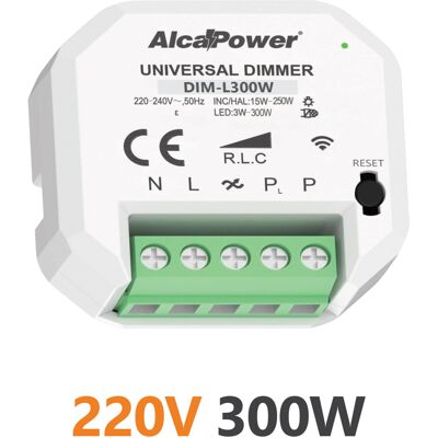 ALCAPOWER Smart Dimmer 230v Ac 300w Per Lampade Led, Cfl, Incandescenza E Alogene, Controllo Remoto App, Illuminazione Domestica E Professionale ALCAPOWER Smart Dimmer 230v Ac 300w Per Lampade Led, Cfl, Incandescenza E Alogene, Controllo Remoto App, Illuminazione Domestica E Professionale