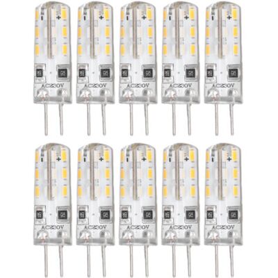 ULISEM 10 Lampadine Led G4, Bi-pin, Base In Silicone, Bianco Caldo 3000k, 1,5w, Ac220v, 110lm, Lampadine Per Esterni, Di Ricambio ULISEM 10 Lampadine Led G4, Bi-pin, Base In Silicone, Bianco Caldo 3000k, 1,5w, Ac220v, 110lm, Lampadine Per Esterni, Di Ricambio