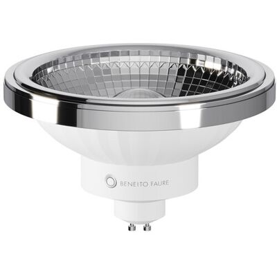 BENEITO FAURE Lampadina Led Ar111 Dicroica 15w Gu10 15 Gradi 2700k 1050 Lumen Luce Calda Finitura Cromo - Beneito & Faure Illuminazione Professionale BENEITO FAURE Lampadina Led Ar111 Dicroica 15w Gu10 15 Gradi 2700k 1050 Lumen Luce Calda Finitura Cromo - Beneito & Faure Illuminazione Professionale