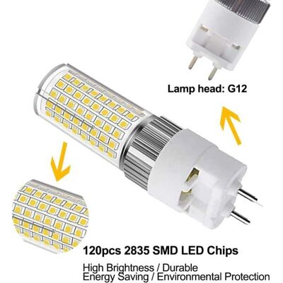 OEM Lampadina Led G12 Da 16w (equivalente A 150w), Luce Bianca Calda 3000k, 1600 Lm, Attacco Bipin, Per Soffitto, Garage E Uso Esterno – Confezione OEM Lampadina Led G12 Da 16w (equivalente A 150w), Luce Bianca Calda 3000k, 1600 Lm, Attacco Bipin, Per Soffitto, Garage E Uso Esterno – Confezione