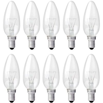 DPZO Lampadina A Candela Trasparente E14 40w, Lampadina A Incandescenza Dimmerabile, Bianco Caldo 2700k, 400lm, Lampadina A Fiamma, Lampadine A Candela Con Attacco Edison E14, Confezione Da 10 DPZO Lampadina A Candela Trasparente E14 40w, Lampadina A Incandescenza Dimmerabile, Bianco Caldo 2700k, 400lm, Lampadina A Fiamma, Lampadine A Candela Con Attacco Edison E14, Confezione Da 10